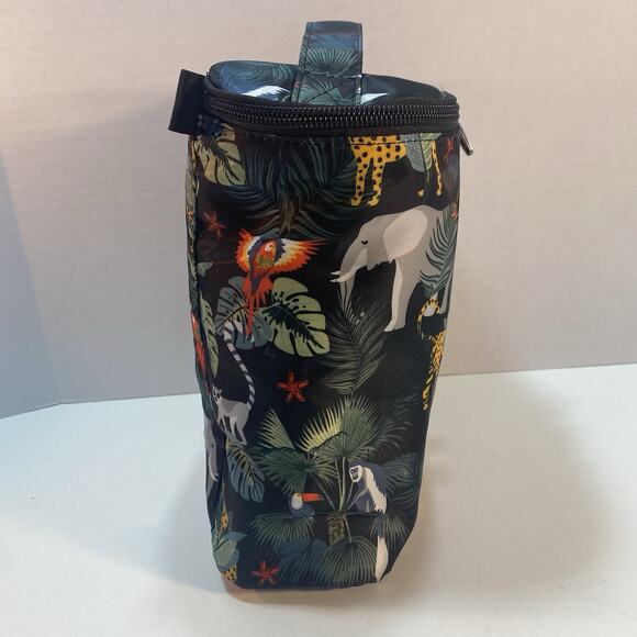 Lug Dolly Cosmetic Makeup Case 1646A Black Tote Safari Tropical Wildlife Animals - Picture 4 of 16